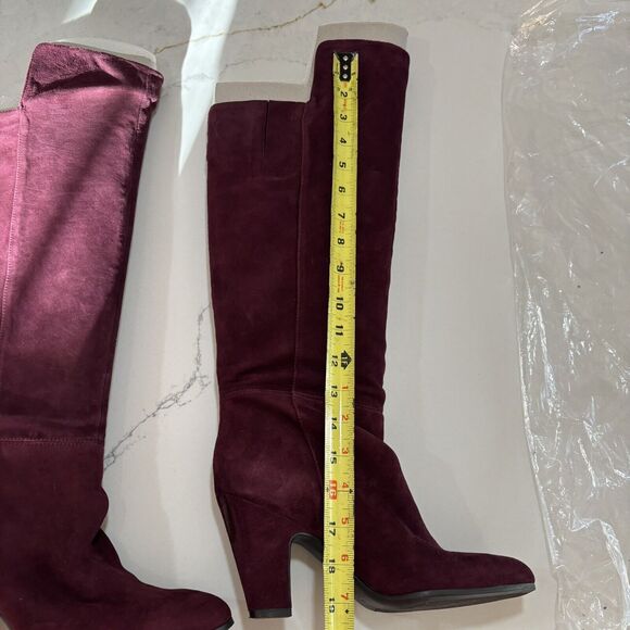 Nine West High Maroon Suade Boots - New With Original Bag And Stuffing - Size 8 - Picture 2 of 7